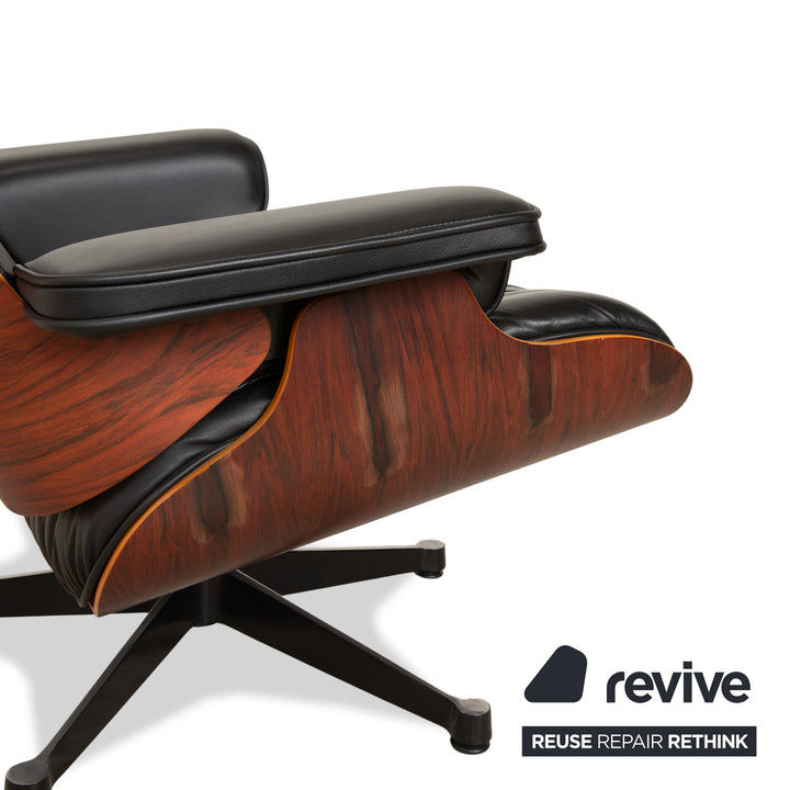 Vitra Eames Lounge Chair Leather Wood Armchair Black Manual Function