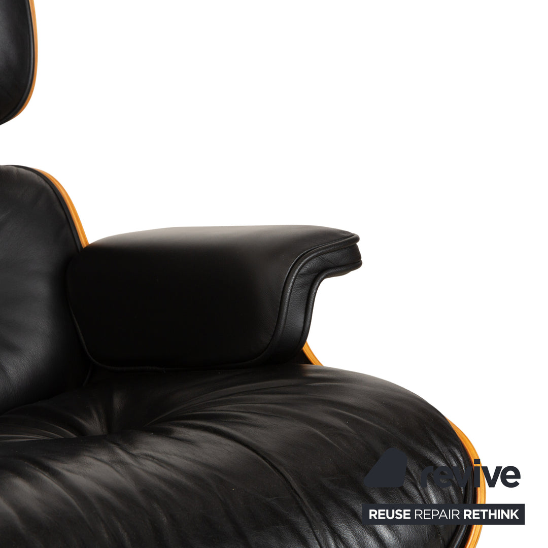 Vitra Eames Lounge Chair Leather Wood Armchair Black Manual Function