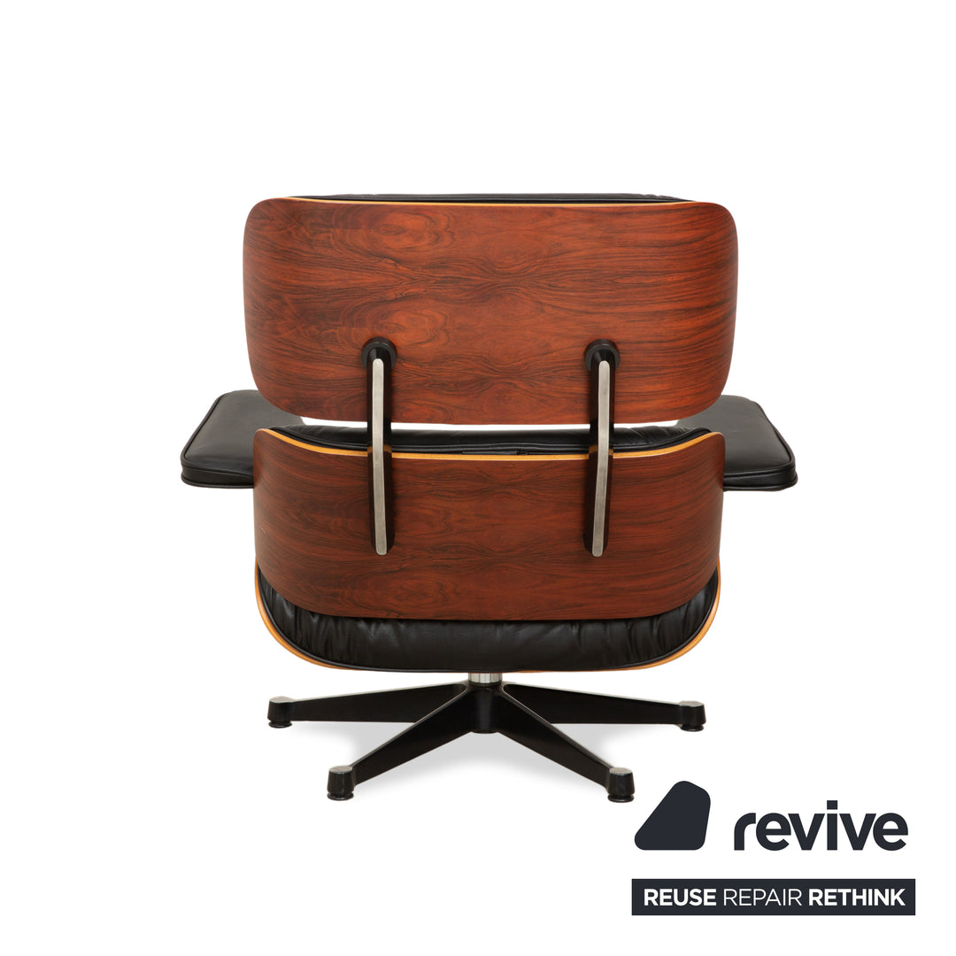 Vitra Eames Lounge Chair Leather Wood Armchair Black Manual Function