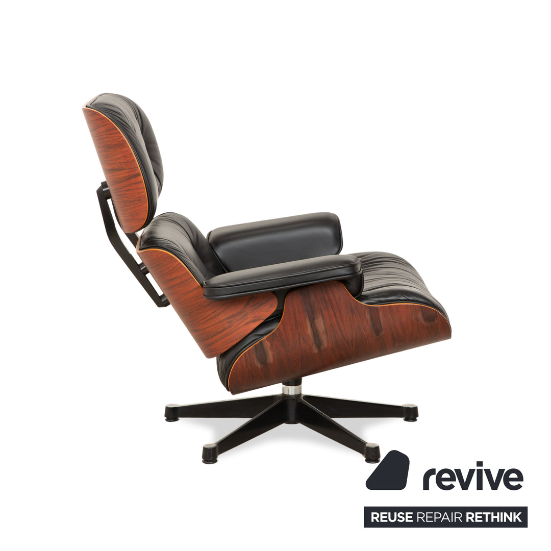 Vitra Eames Lounge Chair Leather Wood Armchair Black Manual Function