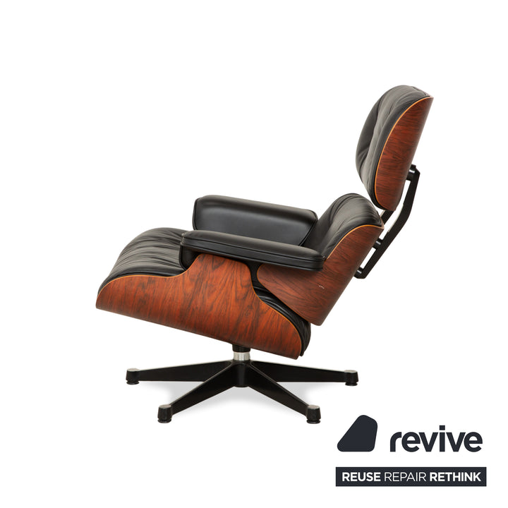 Vitra Eames Lounge Chair Leather Wood Armchair Black Manual Function