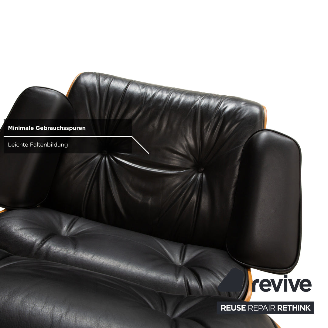 Vitra Eames Lounge Chair Leather Wood Armchair Black Manual Function