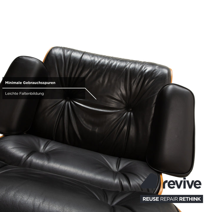 Vitra Eames Lounge Chair Leather Wood Armchair Black Manual Function