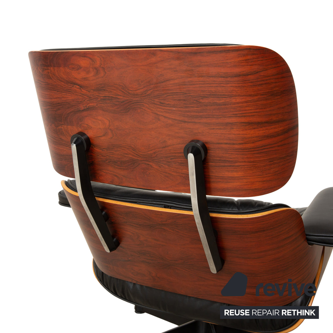 Vitra Eames Lounge Chair Leather Wood Armchair Black Manual Function