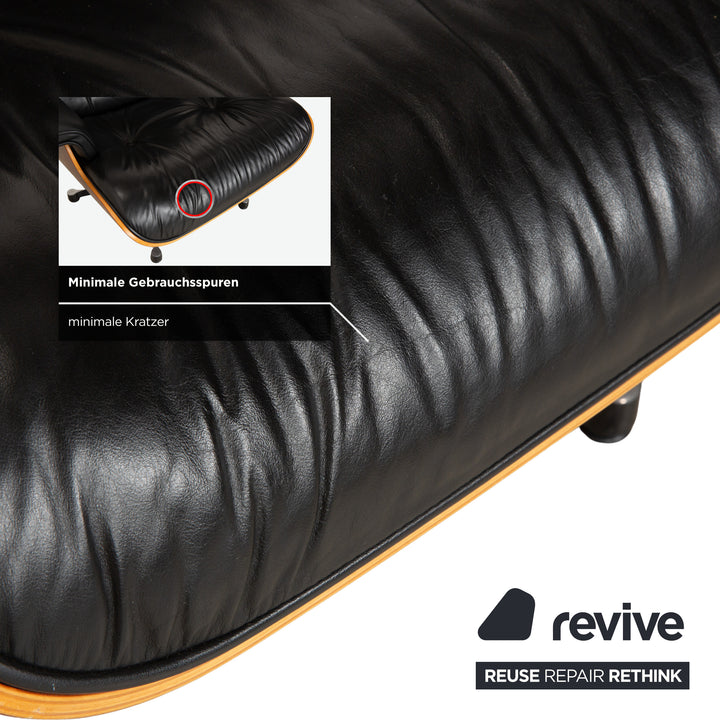 Vitra Eames Lounge Chair Leather Wood Armchair Black Manual Function