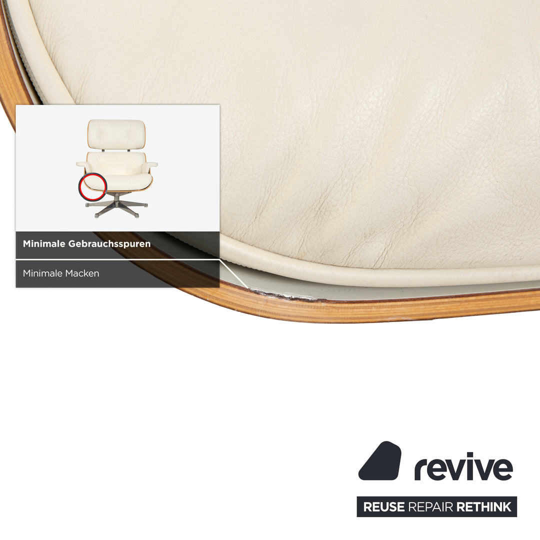 Vitra Eames Lounge Chair Leder Holz Sessel Creme Weiß Braun inkl. Ottomane