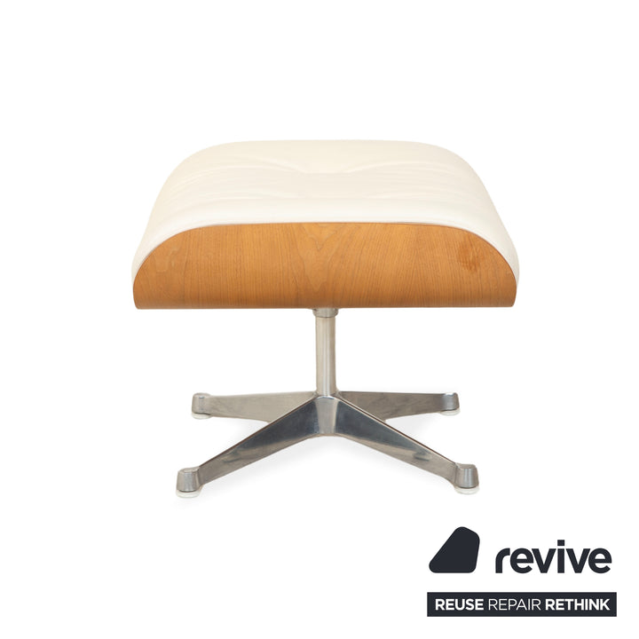 Vitra Eames Lounge Chair Leder Holz Sessel Creme Weiß Braun inkl. Ottomane