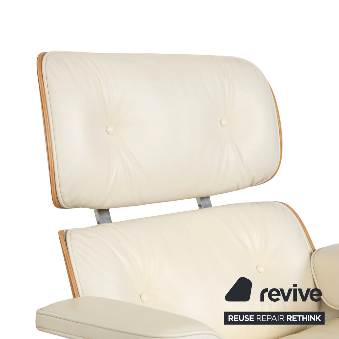 Vitra Eames Lounge Chair Leder Holz Sessel Creme Weiß Braun inkl. Ottomane
