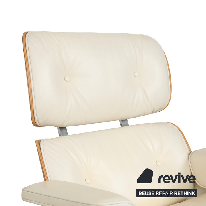 Vitra Eames Lounge Chair Leder Holz Sessel Creme Weiß Braun inkl. Ottomane