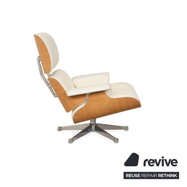 Vitra Eames Lounge Chair Leder Holz Sessel Creme Weiß Braun inkl. Ottomane