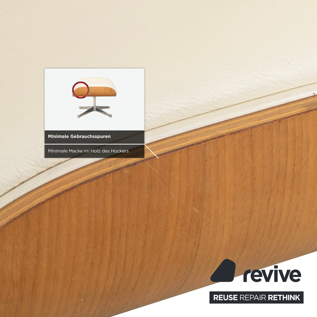 Vitra Eames Lounge Chair Leder Holz Sessel Creme Weiß Braun inkl. Ottomane