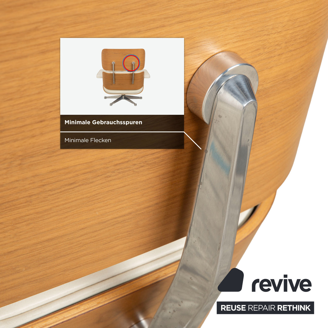 Vitra Eames Lounge Chair Leder Holz Sessel Creme Weiß Braun inkl. Ottomane