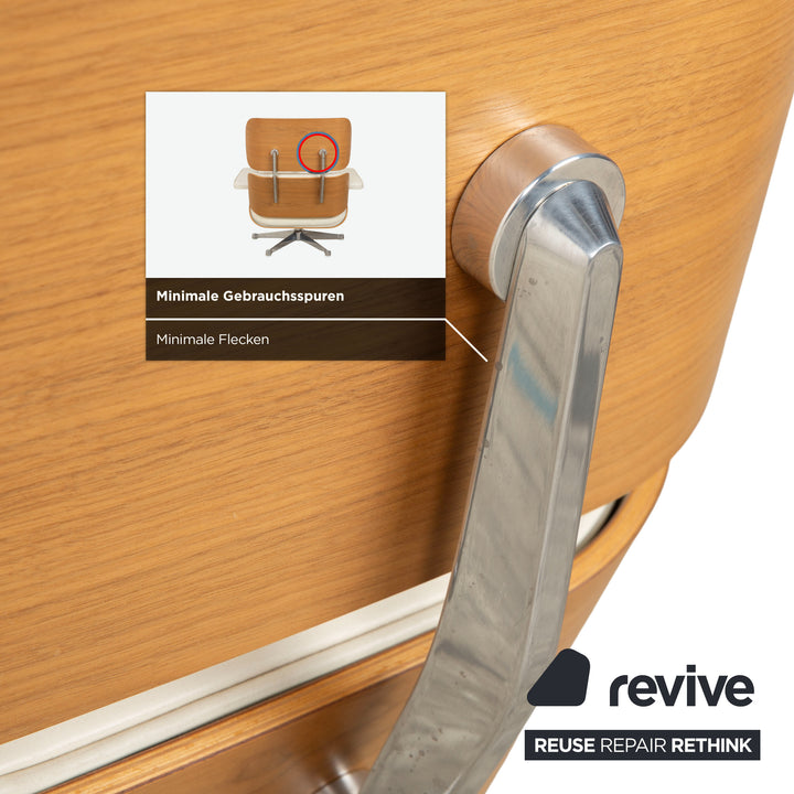 Vitra Eames Lounge Chair Leder Holz Sessel Creme Weiß Braun inkl. Ottomane