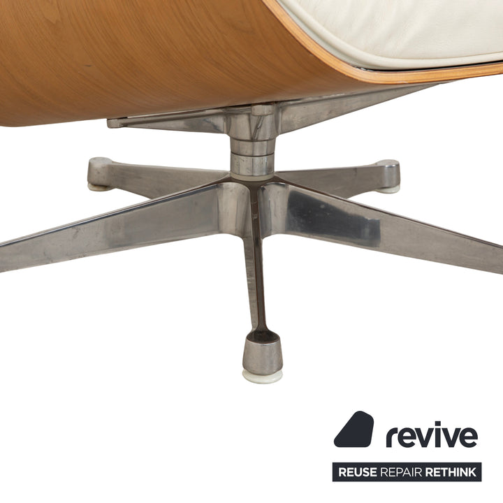 Vitra Eames Lounge Chair Leder Holz Sessel Creme Weiß Braun inkl. Ottomane
