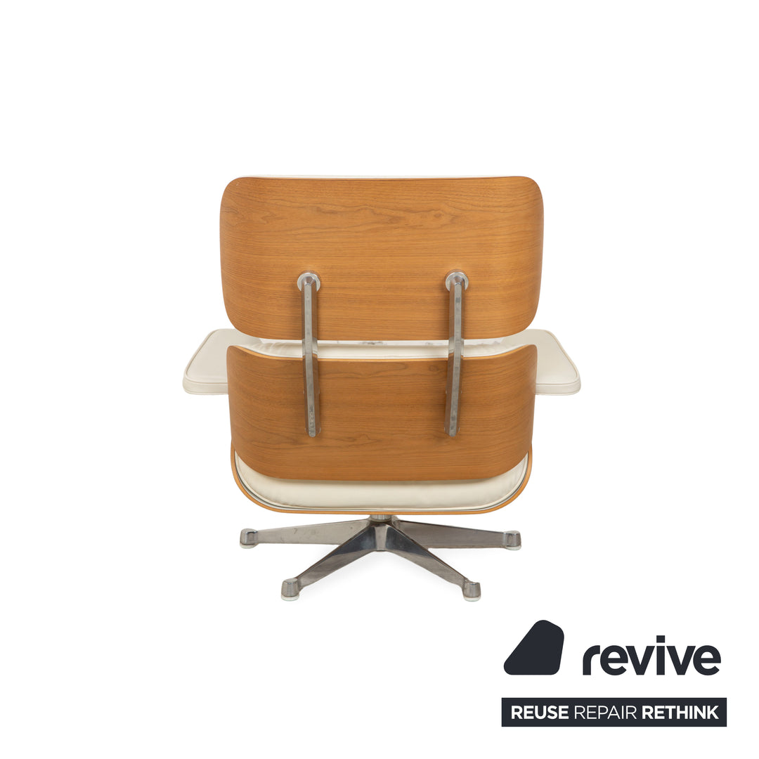 Vitra Eames Lounge Chair Leder Holz Sessel Creme Weiß Braun inkl. Ottomane