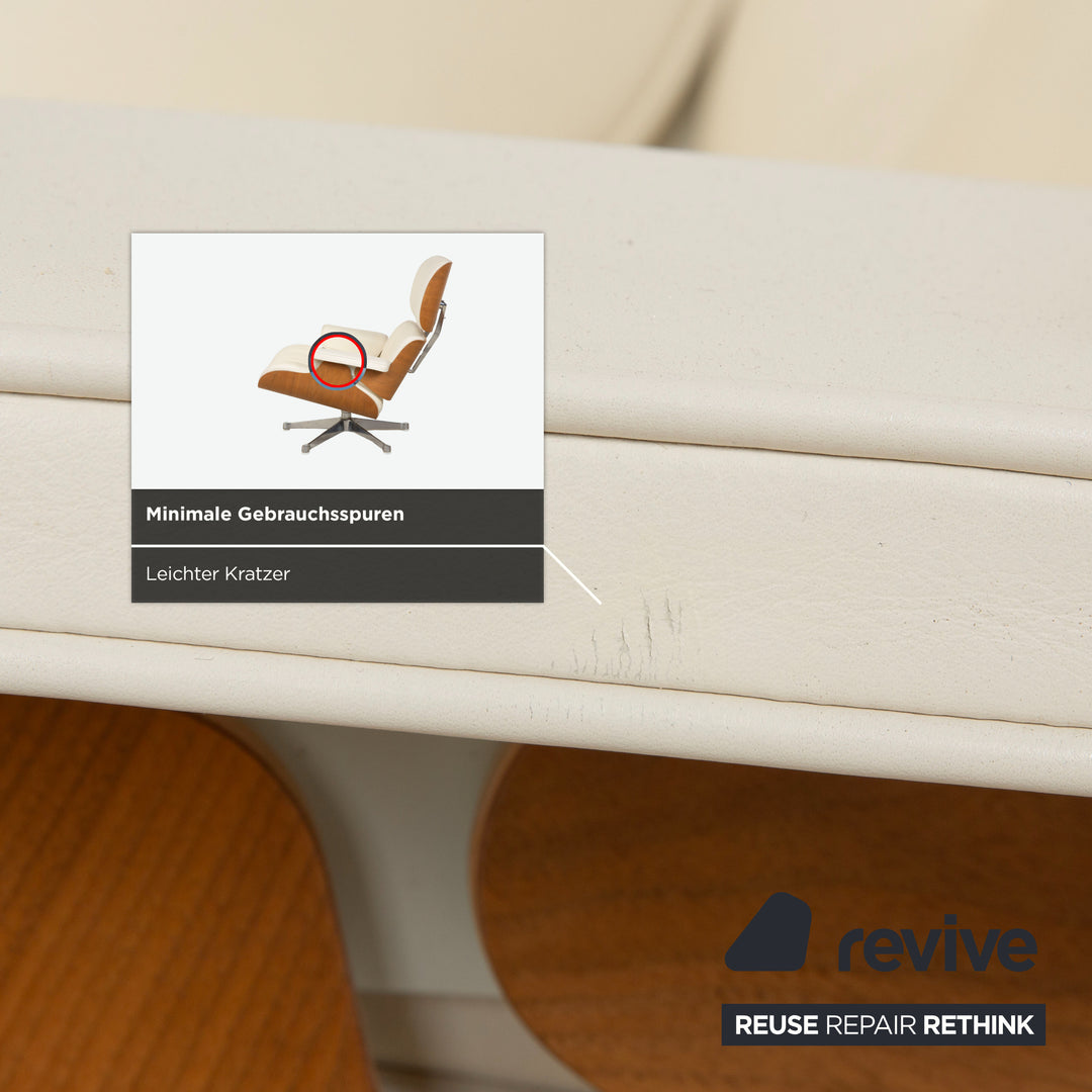 Vitra Eames Lounge Chair Leder Holz Sessel Creme Weiß Braun inkl. Ottomane