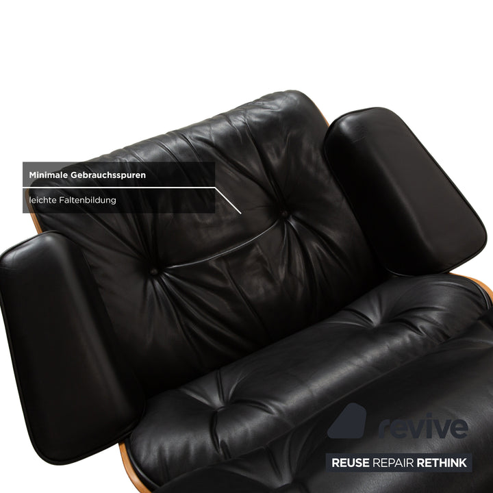 Vitra Eames Lounge Chair Leather Wood Armchair Black Brown manual function