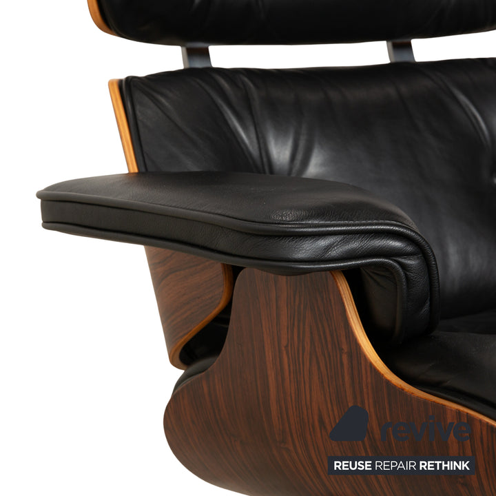 Vitra Eames Lounge Chair Leather Wood Armchair Black Brown manual function