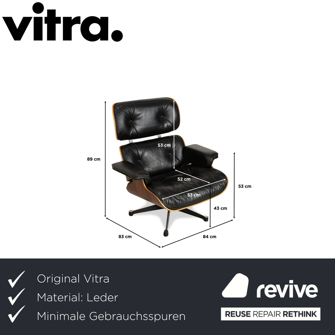 Vitra Eames Lounge Chair Leather Wood Armchair Black Brown manual function