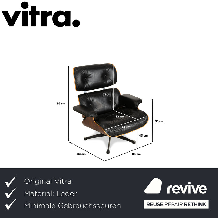 Vitra Eames Lounge Chair Leather Wood Armchair Black Brown manual function