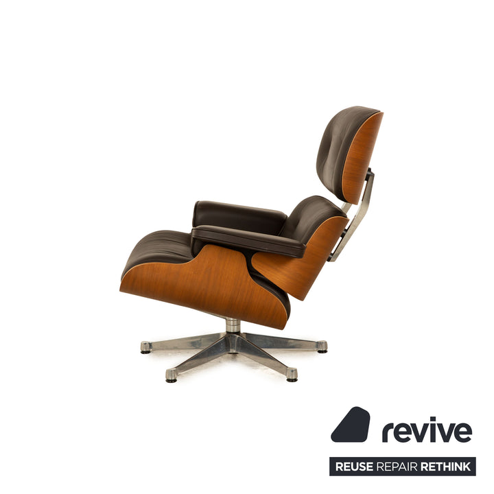 Vitra Eames Lounge Chair Leather Armchair Brown incl. Stool Ottoman