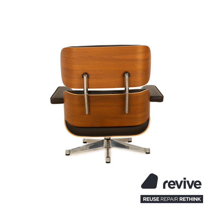 Vitra Eames Lounge Chair Leather Armchair Brown incl. Stool Ottoman