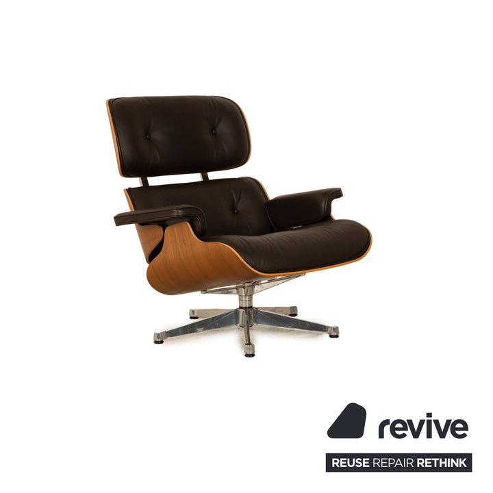 Vitra Eames Lounge Chair Leather Armchair Brown incl. Stool Ottoman