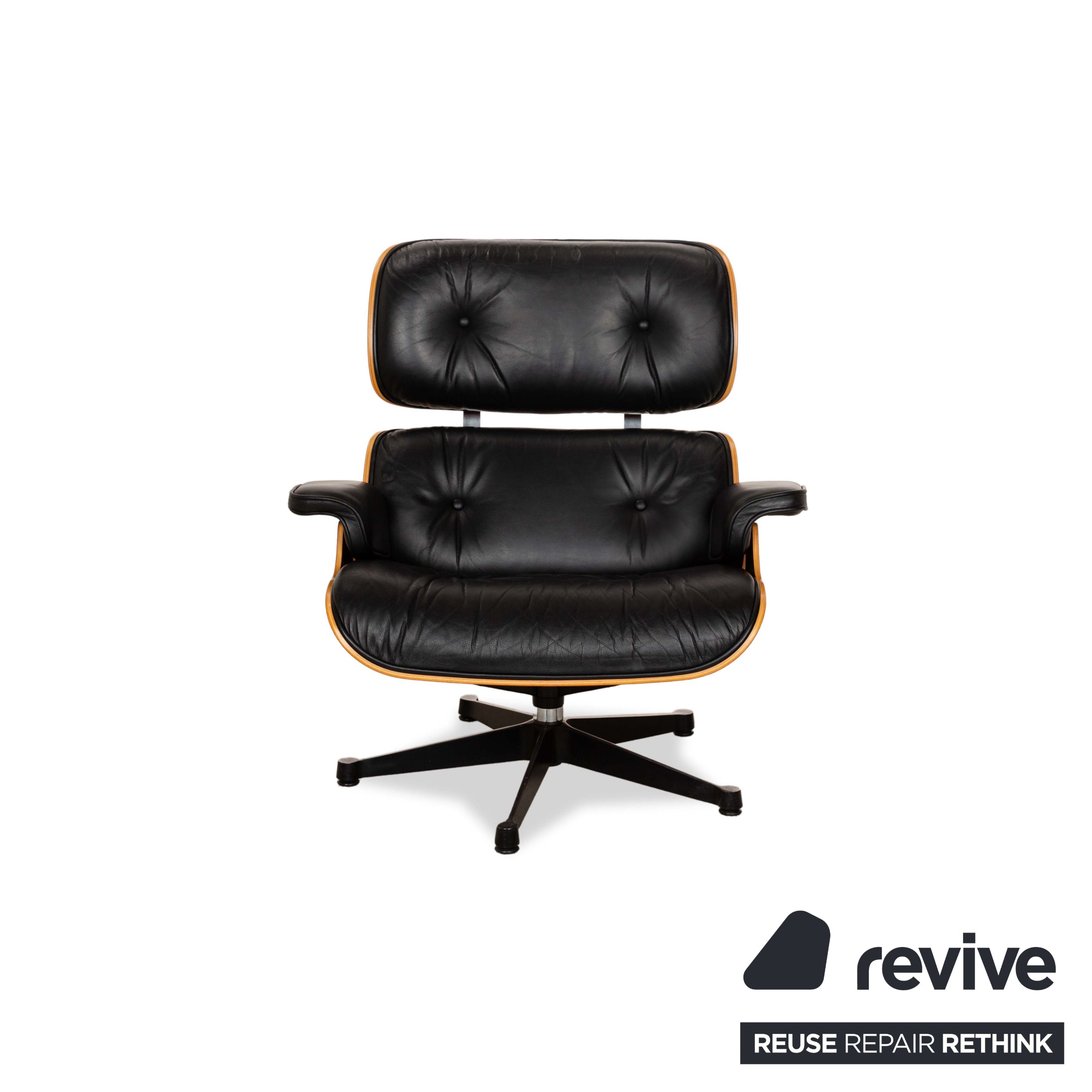 Fauteuil Lounge en Cuir Eames Vitra Bois Noir Marron