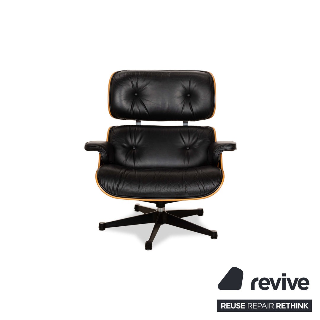 Vitra Eames Lounge Chair Leather Armchair Wood Black Brown