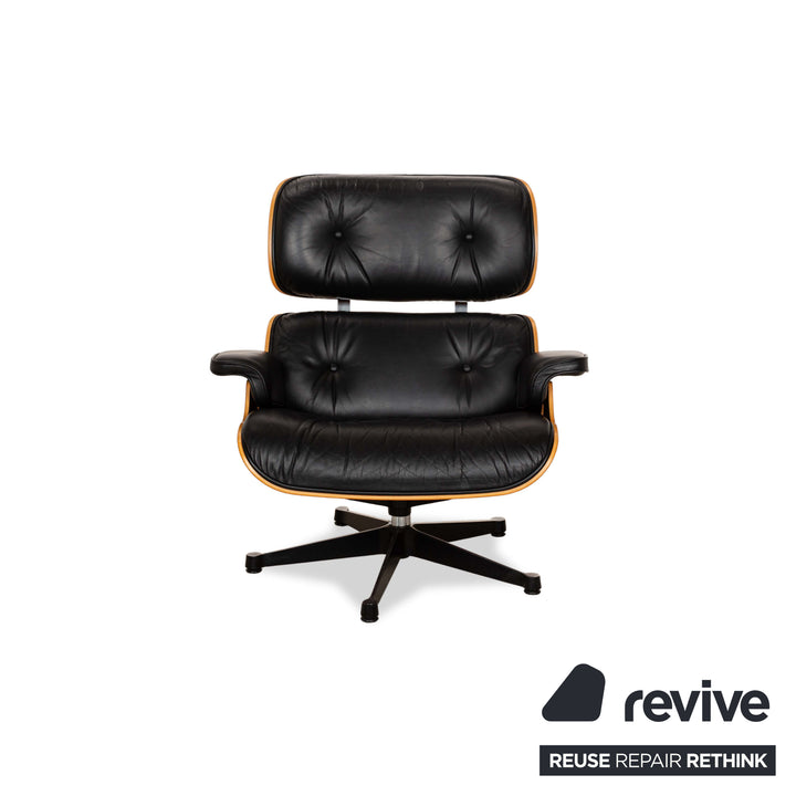 Vitra Eames Lounge Chair Leather Armchair Wood Black Brown