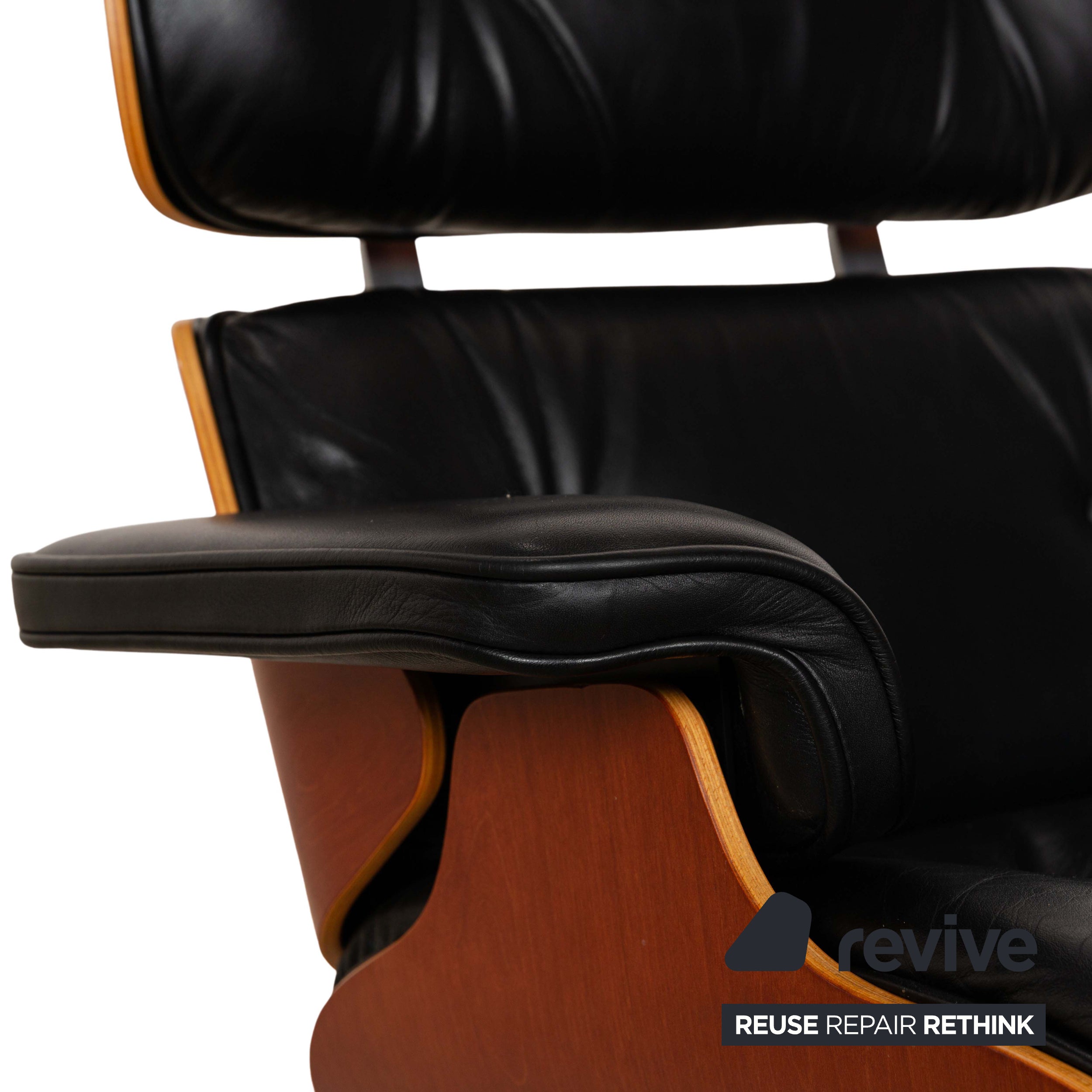 Fauteuil Lounge en Cuir Eames Vitra Bois Noir Marron