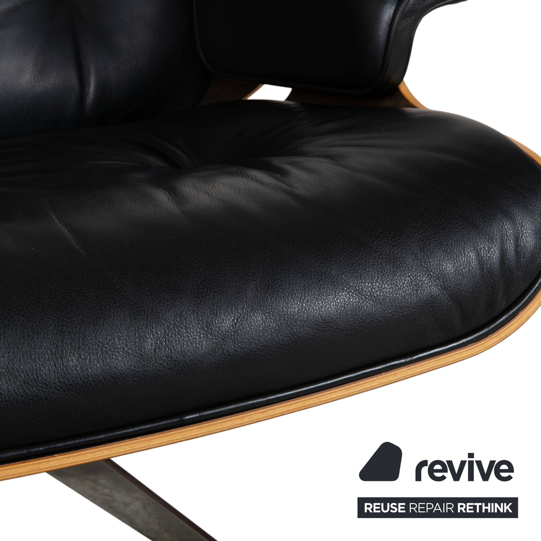 Fauteuil Lounge en Cuir Eames Vitra Bois Noir Marron