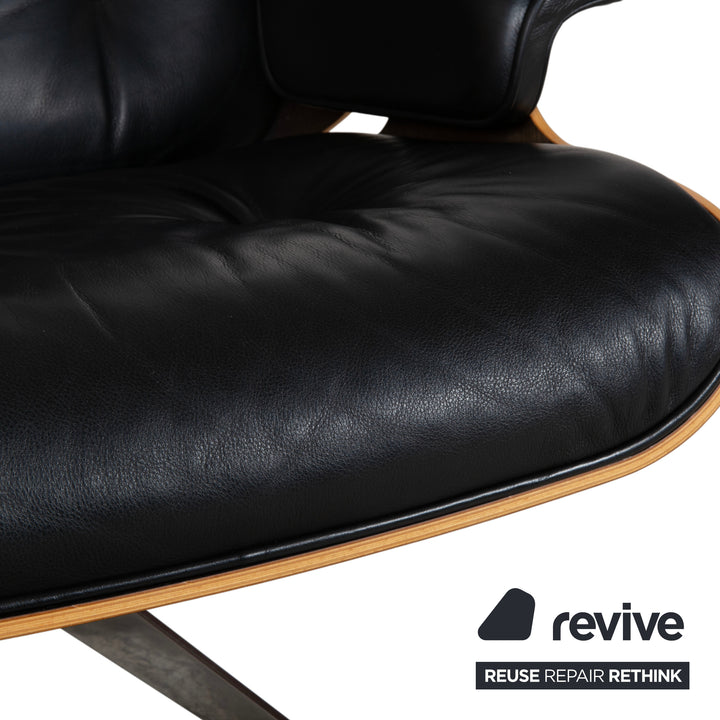 Fauteuil Lounge en Cuir Eames Vitra Bois Noir Marron