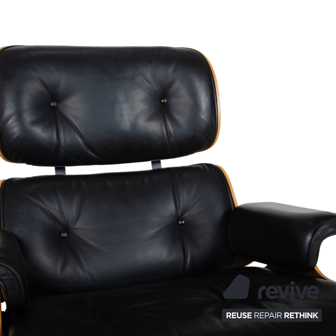 Fauteuil Lounge en Cuir Eames Vitra Bois Noir Marron