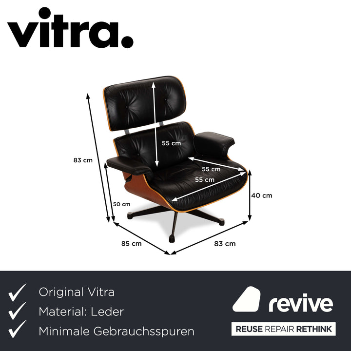 Vitra Eames Lounge Chair Leather Armchair Wood Black Brown
