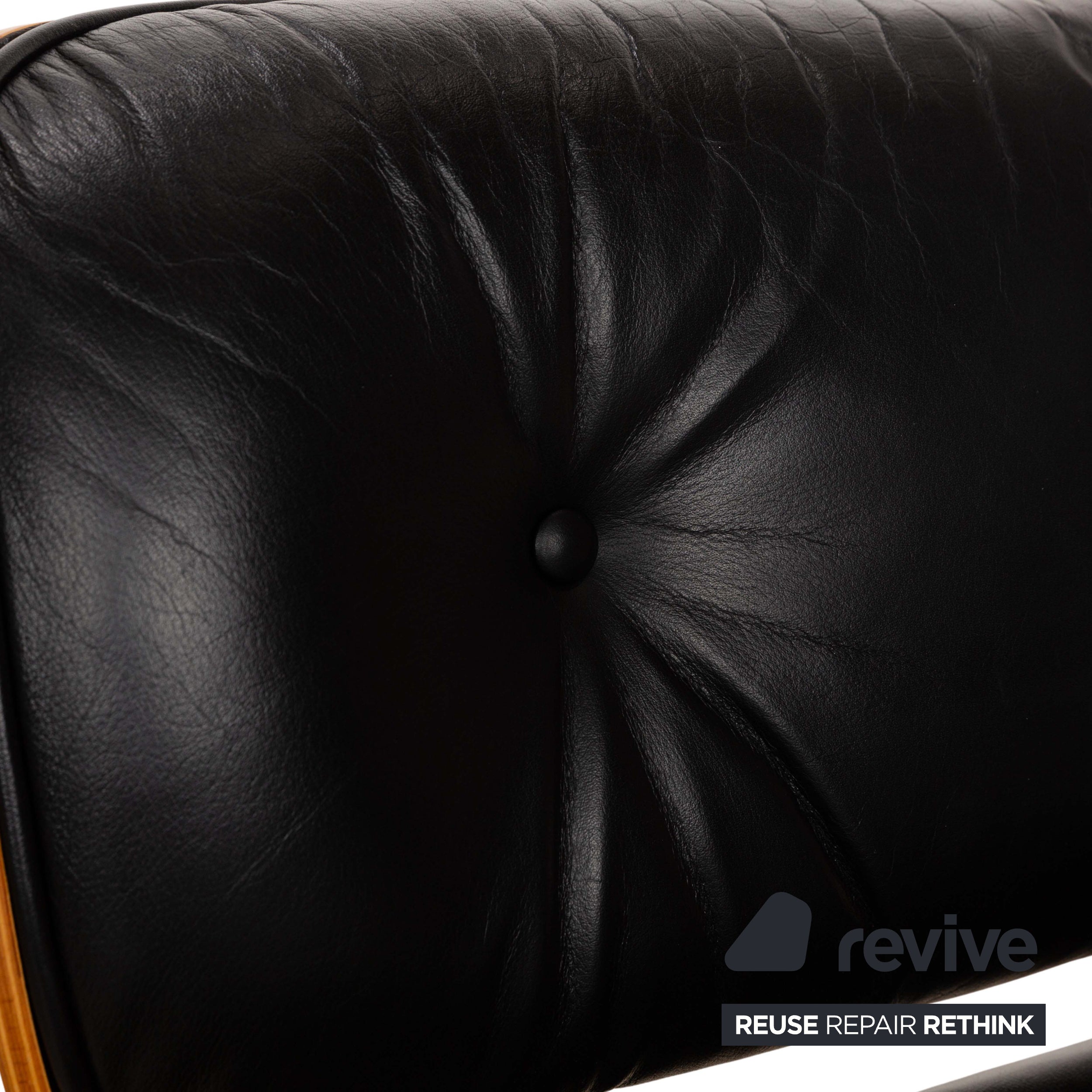 Fauteuil Lounge en Cuir Eames Vitra Bois Noir Marron