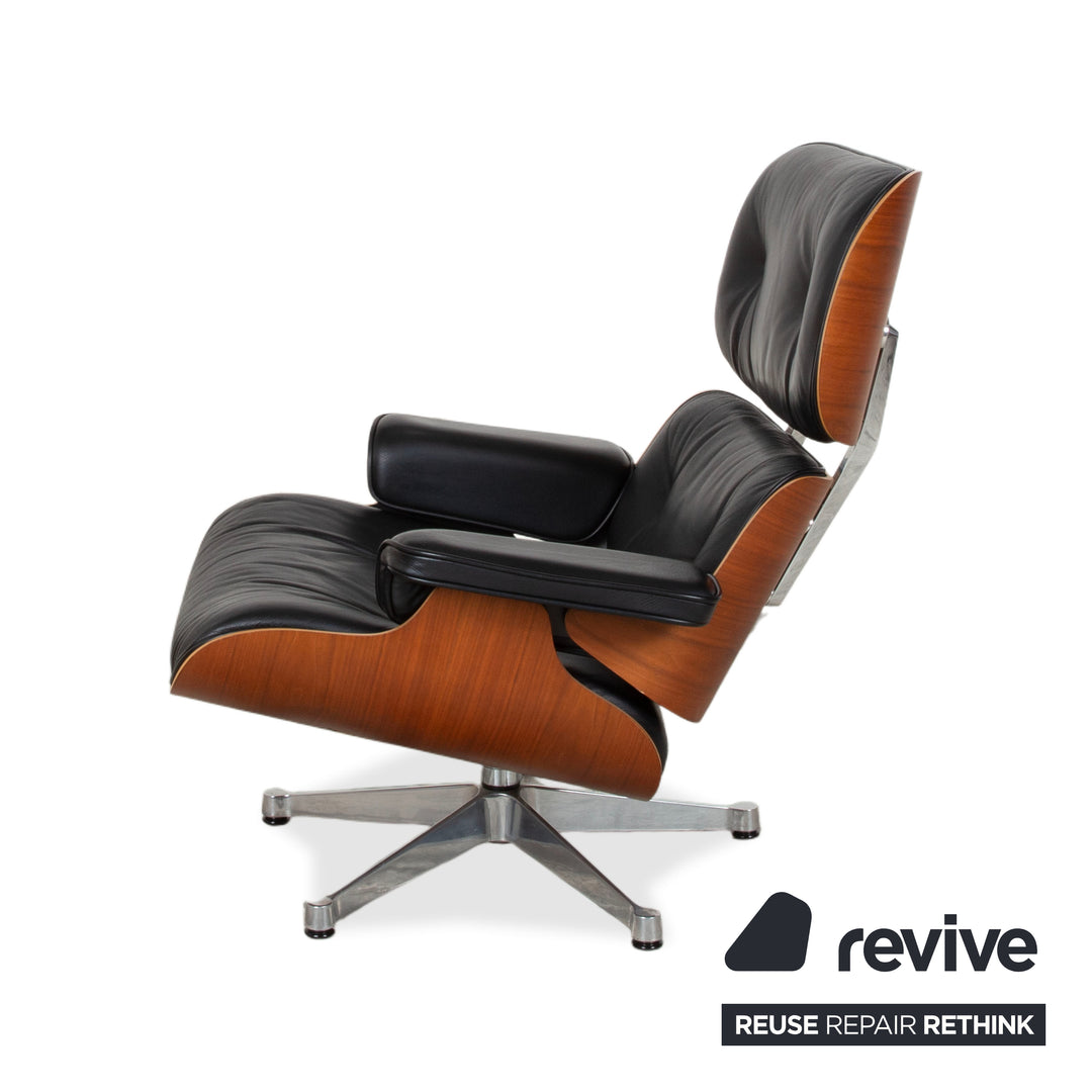 Fauteuil Lounge en Cuir Eames Vitra Bois Noir Marron