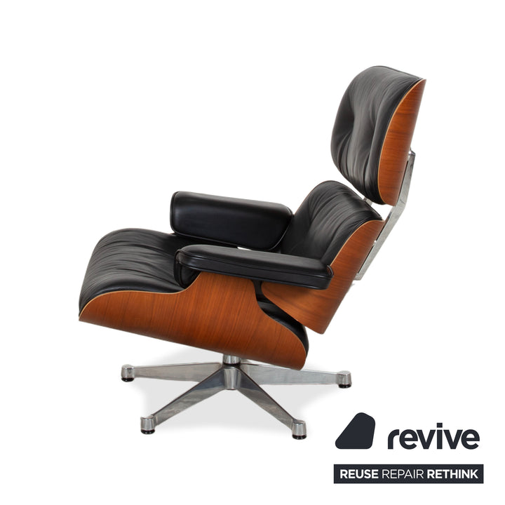 Fauteuil Lounge en Cuir Eames Vitra Bois Noir Marron