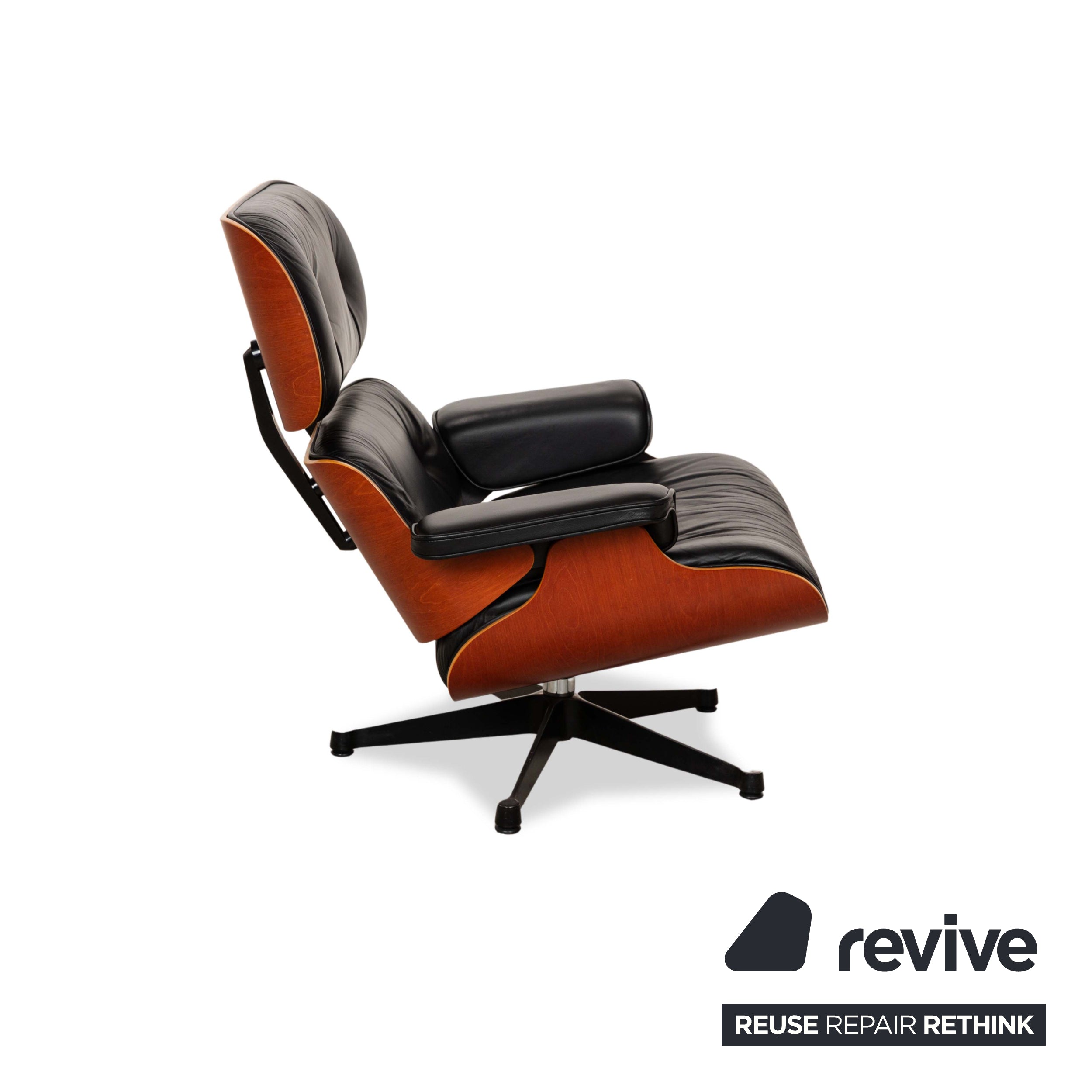 Fauteuil Lounge en Cuir Eames Vitra Bois Noir Marron