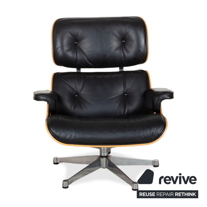 Fauteuil Lounge en Cuir Eames Vitra Bois Noir Marron