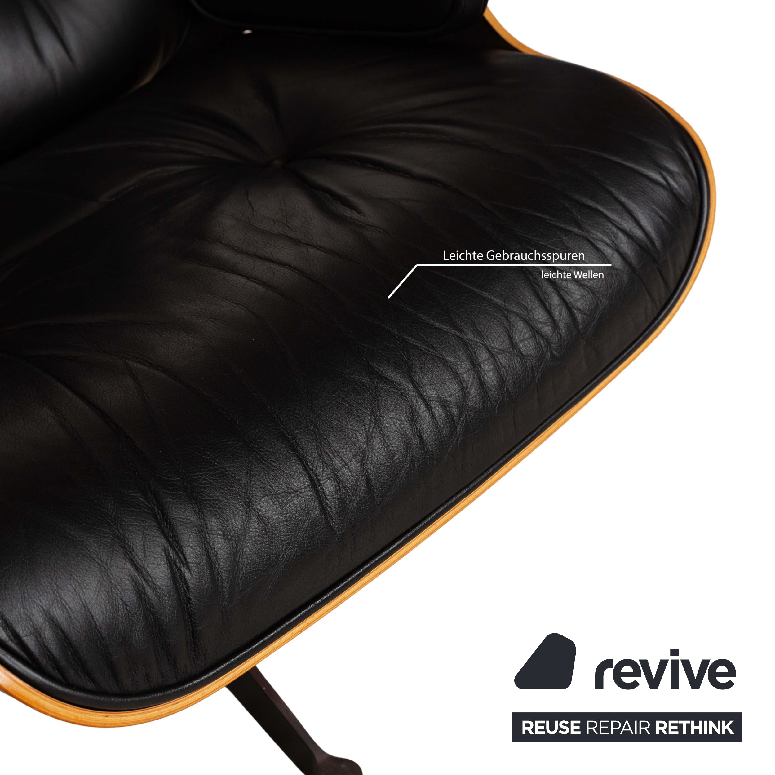 Fauteuil Lounge en Cuir Eames Vitra Bois Noir Marron