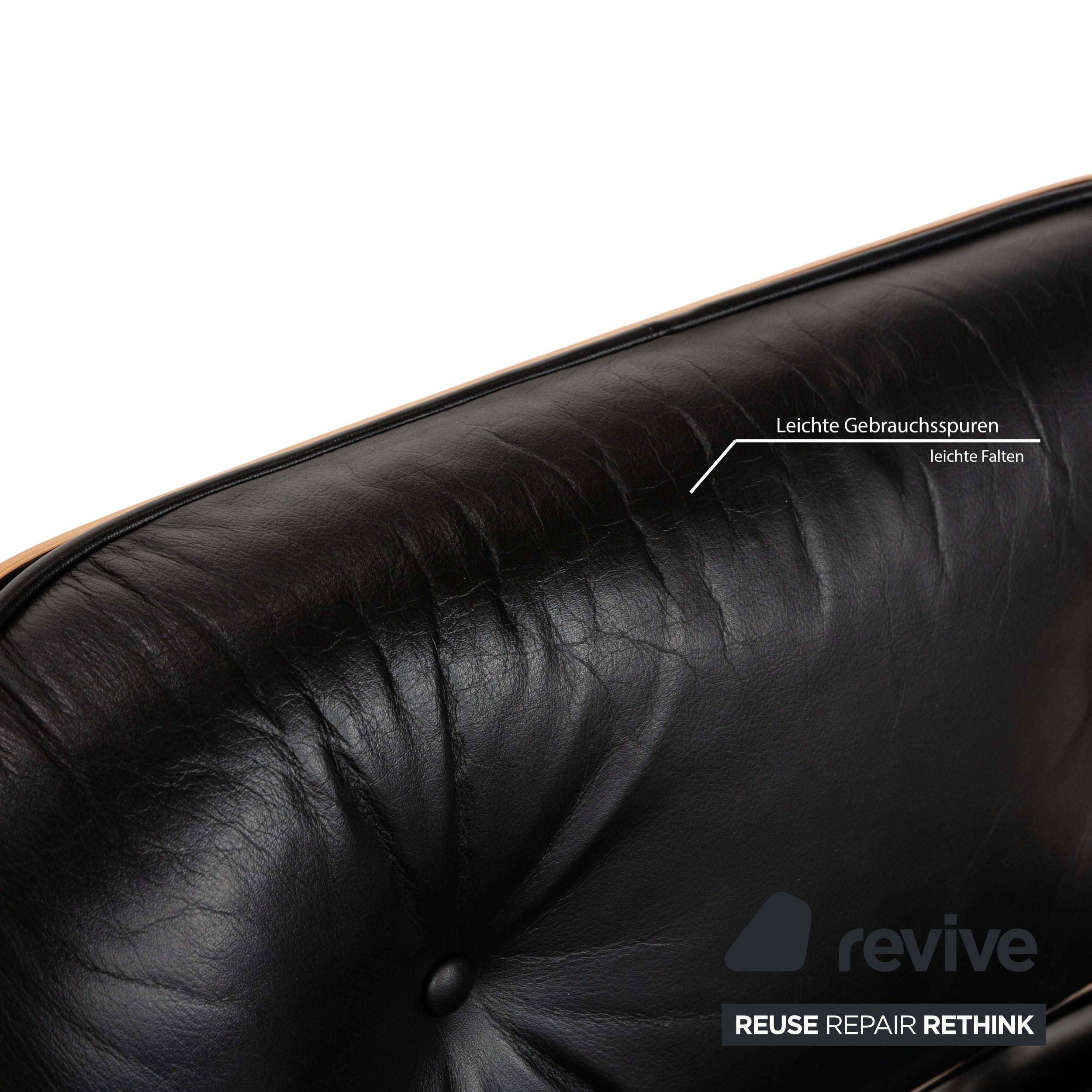 Fauteuil Lounge en Cuir Eames Vitra Bois Noir Marron