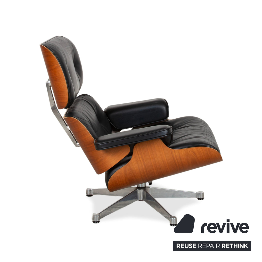 Fauteuil Lounge en Cuir Eames Vitra Bois Noir Marron