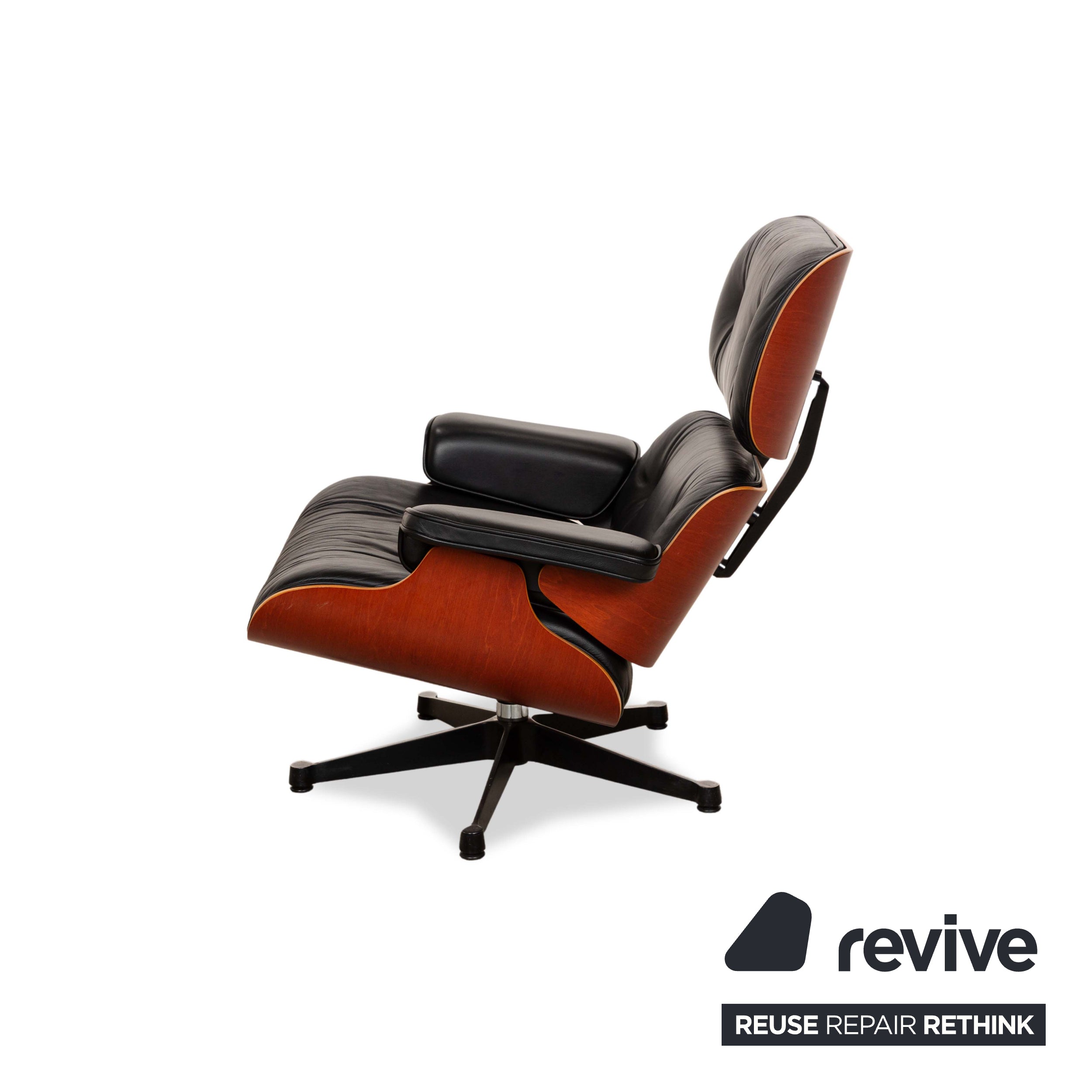 Fauteuil Lounge en Cuir Eames Vitra Bois Noir Marron