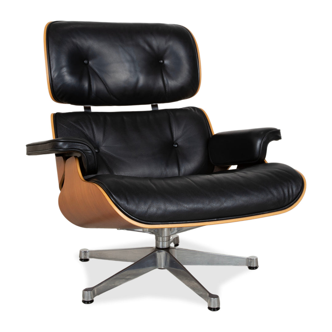 Fauteuil Lounge en Cuir Eames Vitra Bois Noir Marron