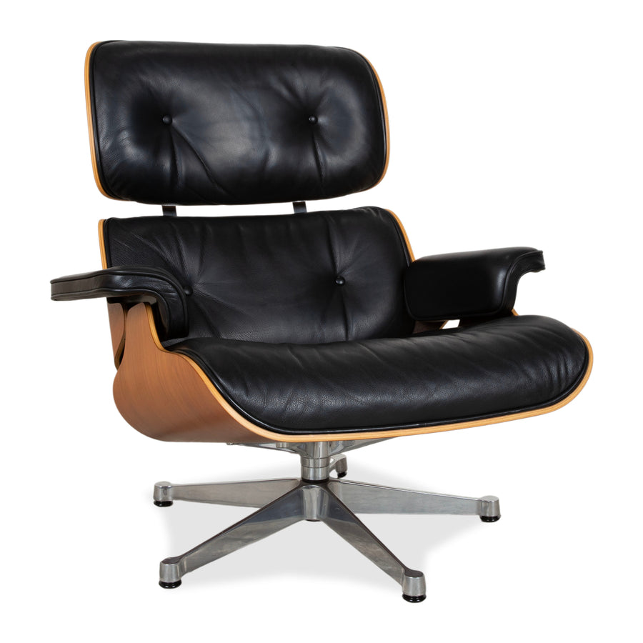 Fauteuil Lounge en Cuir Eames Vitra Bois Noir Marron