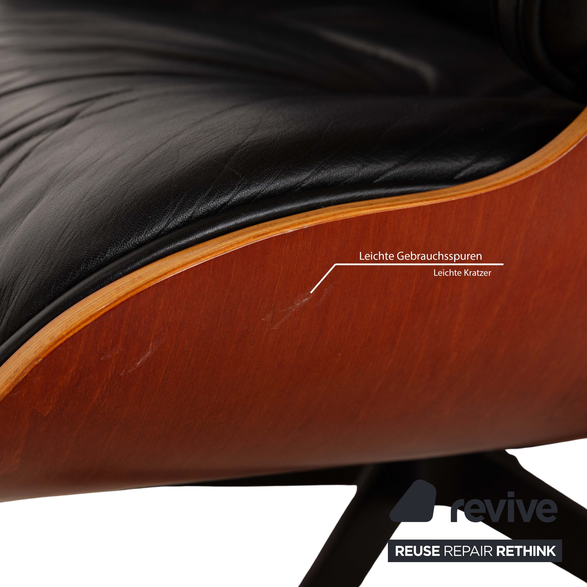 Fauteuil Lounge en Cuir Eames Vitra Bois Noir Marron