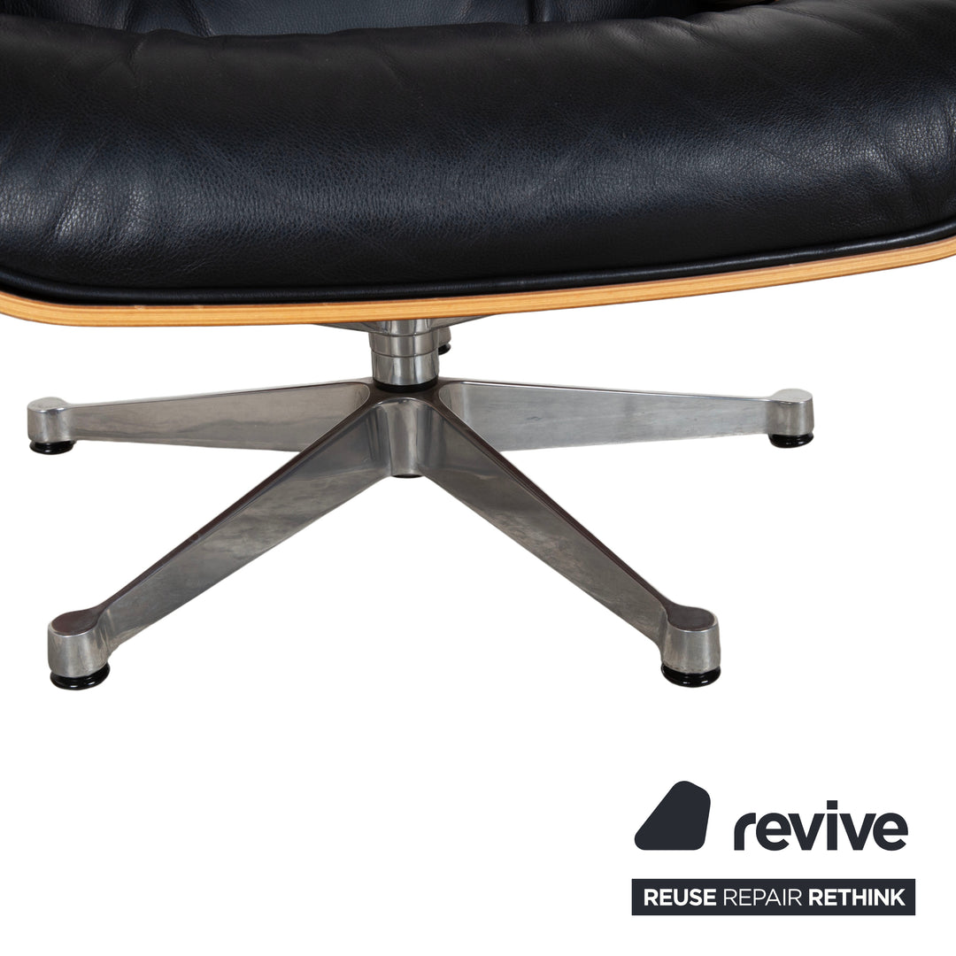 Fauteuil Lounge en Cuir Eames Vitra Bois Noir Marron