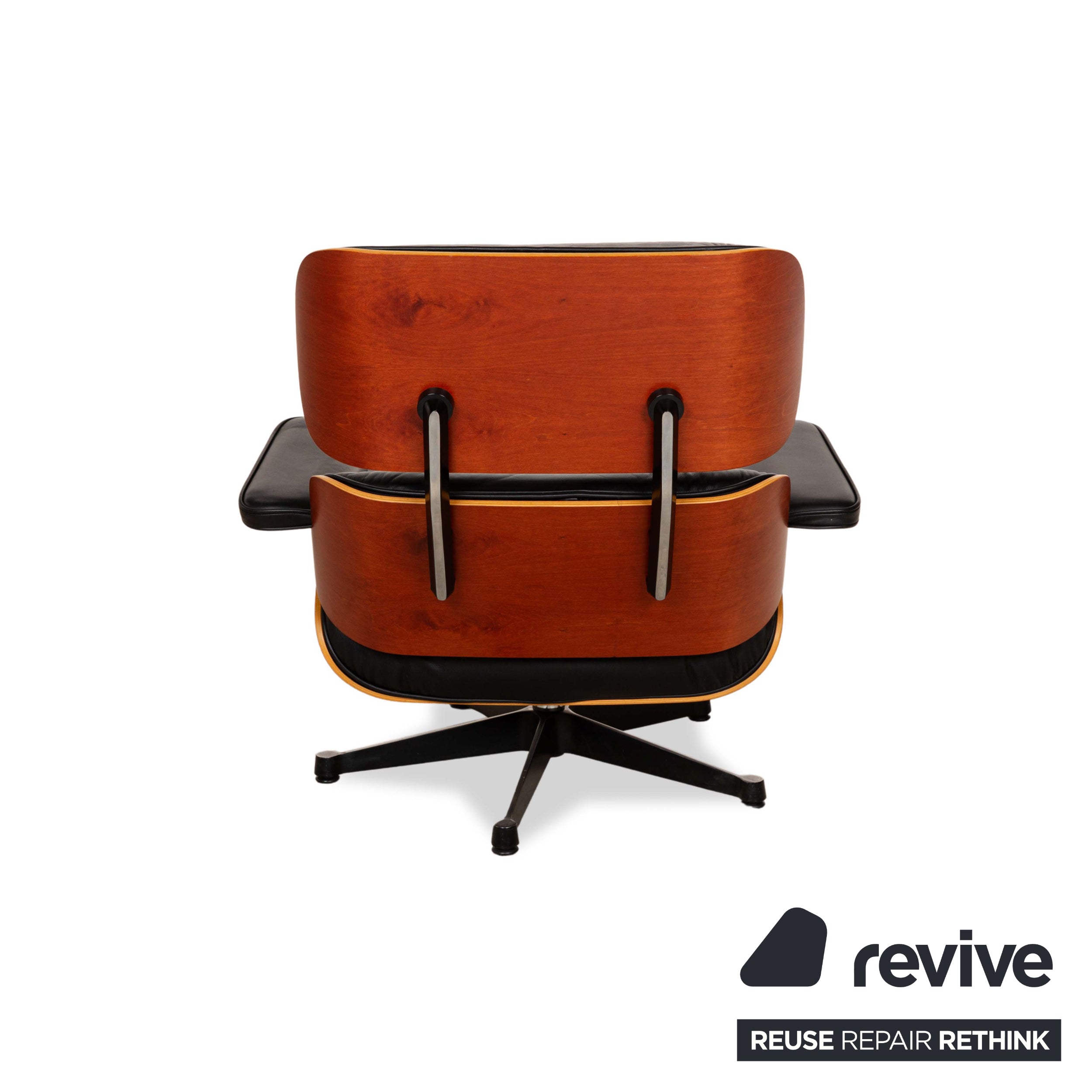 Fauteuil Lounge en Cuir Eames Vitra Bois Noir Marron