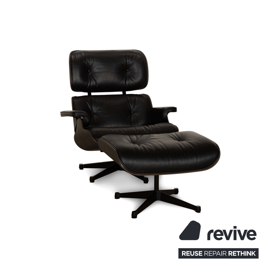 Vitra Eames Lounge Chair Leather Armchair incl. Ottoman Black manual function